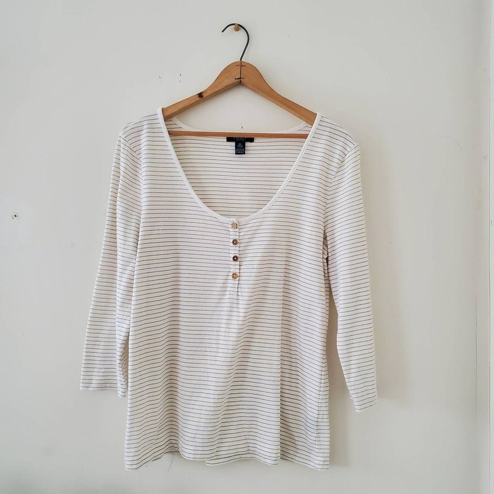 Chaps Gold White Stripe Button Shirt